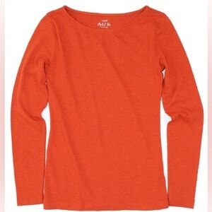 J.Crew  - Women's M - Burnished Rust Orange Boat Neck Artist Tee 3/4 Sleeve